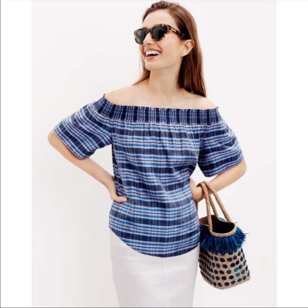 J. Crew Collection Off-The- Shoulder Top In Yarn-Dyed Silk